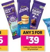 Game Cadbury chocolate slabs assorted-for 3 x 80g offer