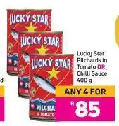 Game Lucky star pilchards in tomato or chilli sauce-for 4 x 400g offer