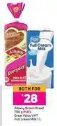 Game Albany brown bread 700g plus great value uht full cream milk 1l-both for offer