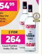 Game Count pushkin vodka-for 2 x 750ml offer