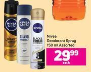 Game Nivea deodorant spray assorted-150ml each offer