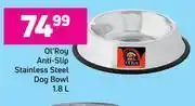 Game Ol'roy anti slip stainless steel dog bowl-1.8l offer