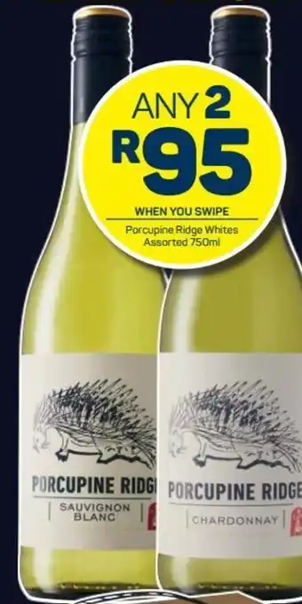 Pick n Pay Porcupine Ridge Whites assorted 2 x 750ml offer