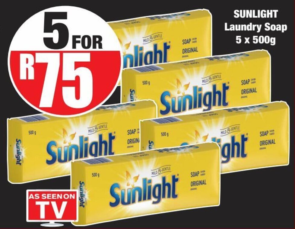 Sunlight Laundry Soap 5 x 500g offer at Boxer