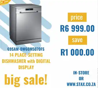 Sounds Great Samsung 14 Place-Setting Dishwasher with Digital Display 69SAM-DW60M5070FS offer