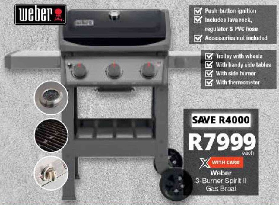 er 3 Burner Spirit II Gas Braai offer at Checkers