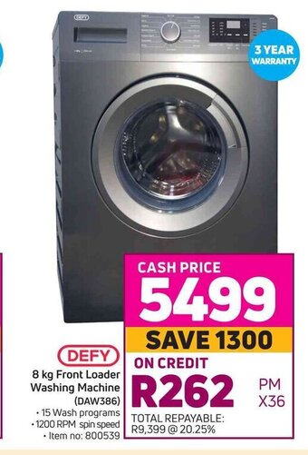 Game Defy 8 kg Front Loader Washing Machine offer
