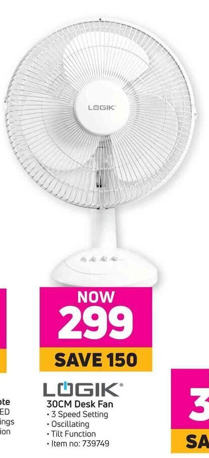 Logik 30cm Desk Fan offer at Game