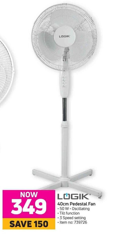 Logik 40cm Pedestal Fan offer at Game