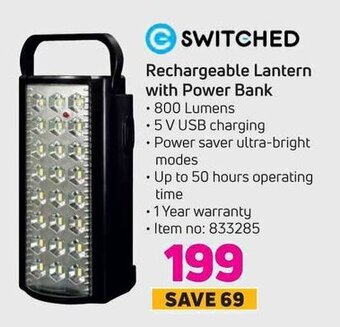 Game Switched Rechargeable Lantern with Power Bank offer