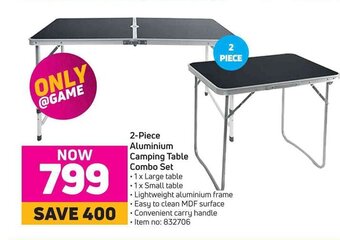 Game 2-Piece Aluminium Camping Table Combo Set offer