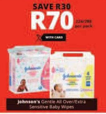 Checkers Johnson's Gentle All Over / Extra Sensitive Baby Wipes offer