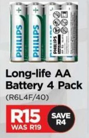 Matrix Warehouse Philips Long-life AA Battery 4 Pack offer