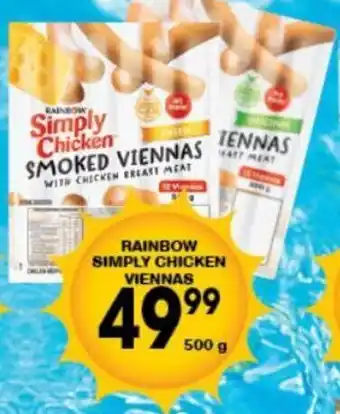 Rainbow Simply Chicken Viennas 500g