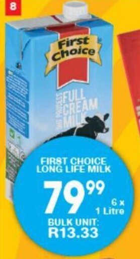 Giant Hyper First Choice Long Life Milk 6 x 1 litre offer