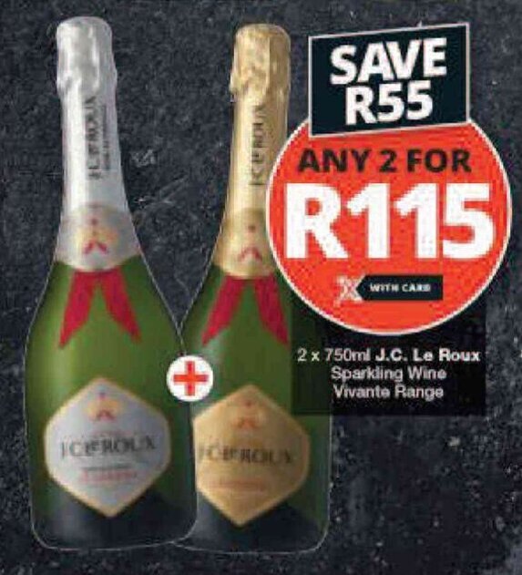 2 x 750ml J.C. Le Roux Sparkling Wine offer at Checkers