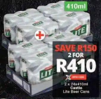 Checkers 2 x 24 x 410ml Castle Lite Beer Cans offer