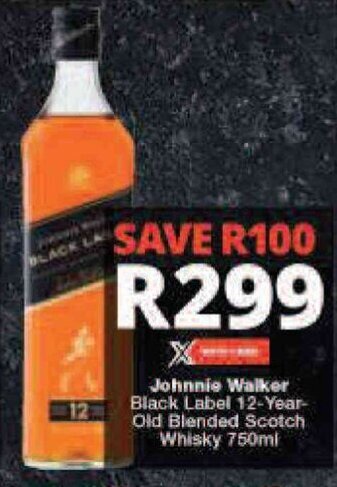 Checkers Johnnie Walker Black Label 12-Year-Old Blended Scotch Whisky 750ml offer