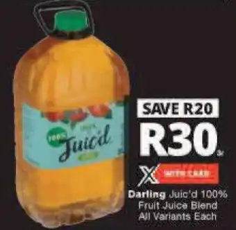 Checkers Darling Juic'd 100% Fruit Juice Blend all variants 3L offer