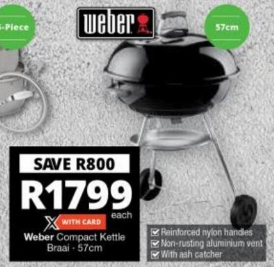 er Compact Kettle Braai 57cm offer at Checkers