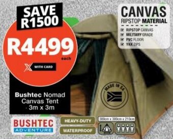Checkers Bushtec Nomad Canvas Tent 3m x 3m offer
