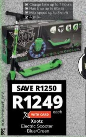 Checkers Xootz Electric Scooter Blue / Green offer