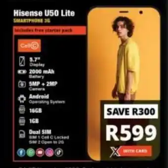 Checkers Hisense U50 Lite Smartphone 3G offer