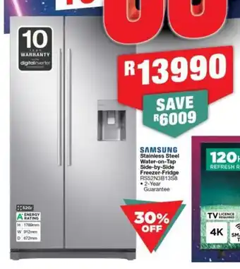 House & Home Samsung Stainless Steel Water-on-Tap Side-by-Side Freezer-Fridge offer