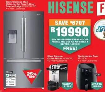 House & Home Buy This Hisense French Door Fridge and Get an Air Fryer & Coffee Machine offer