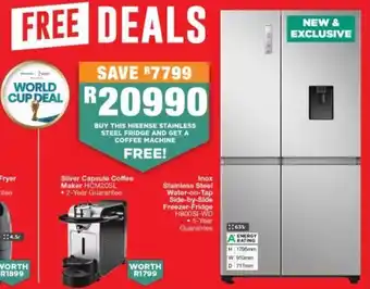 Buy This Hisense Stainless Steel fridge and Get a Coffee Machine