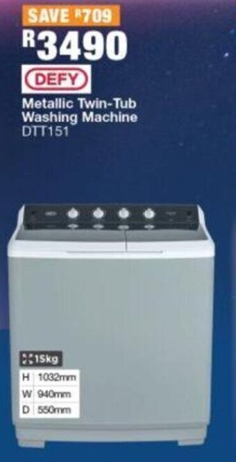 House & Home Defy Metallic Twin-Tub Washing Machine offer