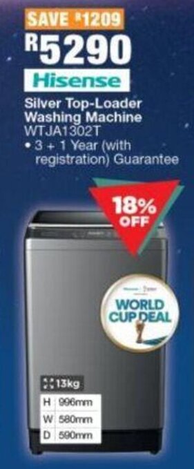 House & Home Hisense Silver Top-Loader Washing Machine offer