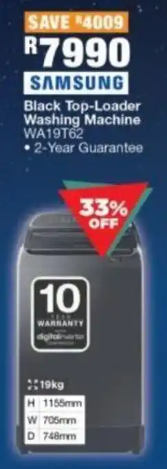 House & Home Samsung Black Top-Loader Washing Machine offer