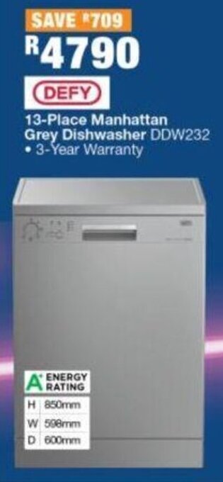 House & Home Defy 13-Place Manhattan Grey Dishwasher offer
