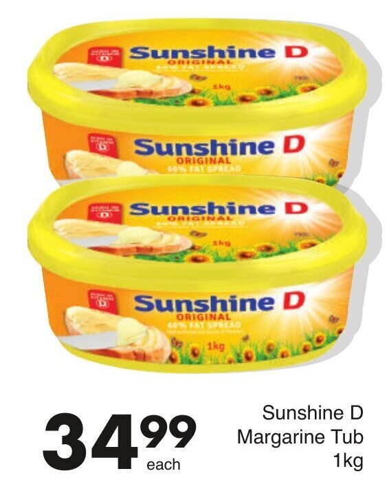 Sunshine D Margarine Tub 1kg offer at Save Hyper