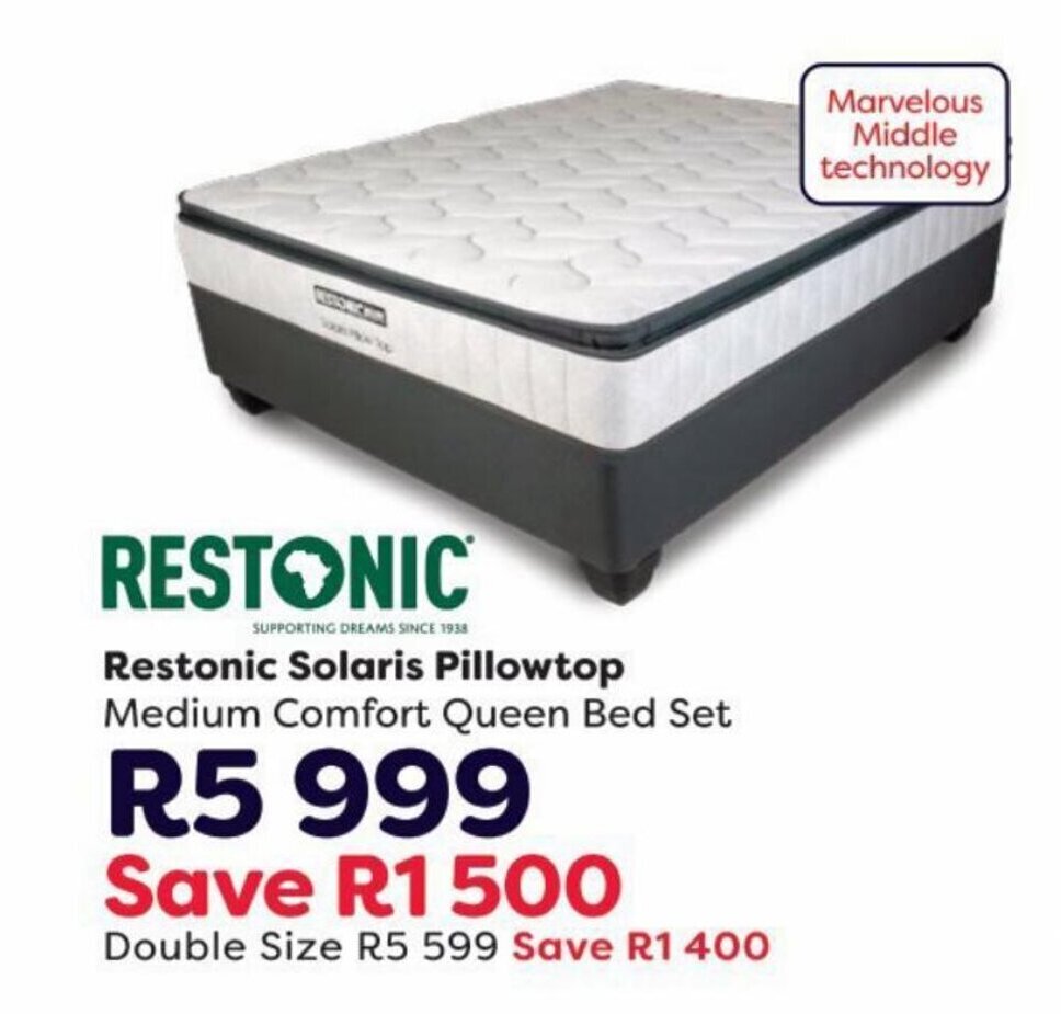Restonic Solaris Pillowtop Medium Comfort Queen Bed Set offer at The