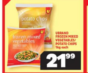 Usave Ubrand Frozen Mixed Vegetables / Potato Chips 1kg each offer