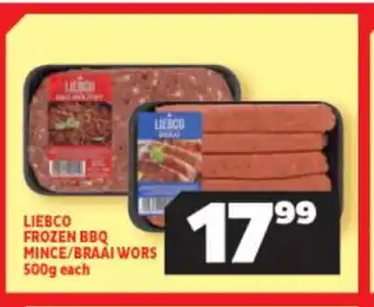 Usave Liebco Frozen BBQ Mince / Braai Wors 500g each offer