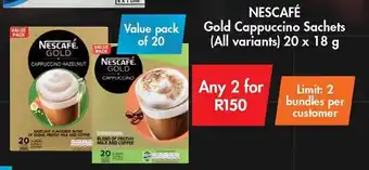 Makro Nescafé Gold Cappuccino Sachets all variants 2 x 20 x 18g offer