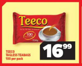 Usave Teeco Tagless Teabags 100 per pack offer