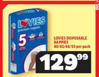 Usave Lovies Disposable Nappies 40/42/44/50 per pack offer