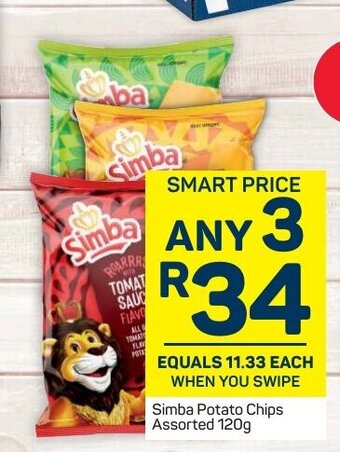 Pick n Pay Simba Potato Chips Assorted 120g offer