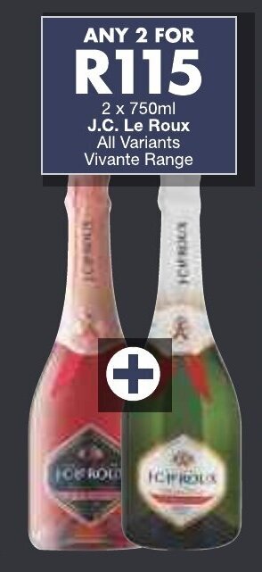 2 x 750ml J.C. Le Roux Vivante Range all variants