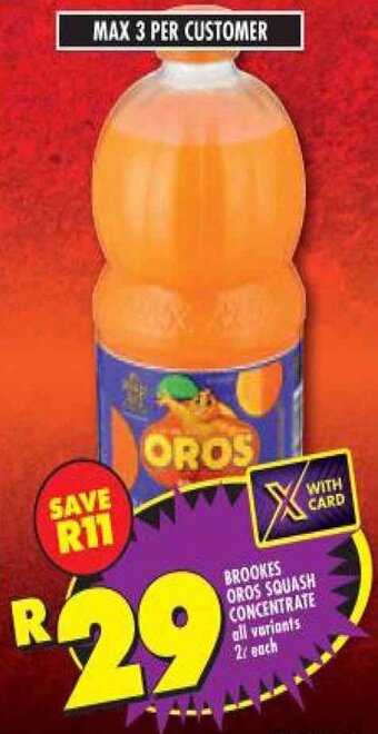 Shoprite Brookes Oros Squash Concentrate all variants 2L offer