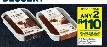 Pick n Pay PnP Sticky Toffee, Malva or Chocolate Pudding 450g offer