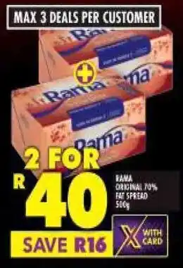 Shoprite Rama Original Fat Spread 2 x 500g offer