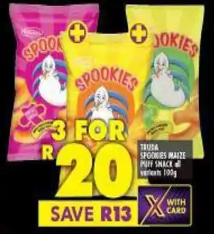 Shoprite Truda Spookies Maize Puff Snack all variants 3 x 100g offer