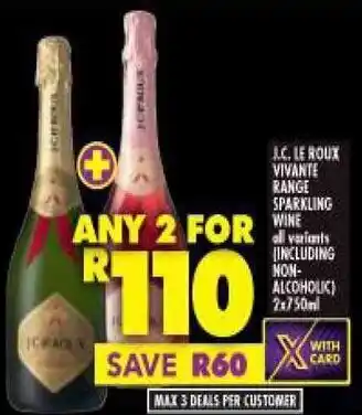 Shoprite J.C. Le Roux Vivante Range Sparkling Wine all variants 2 x 750ml offer
