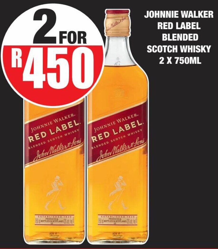 Johnnie Walker Red Label Scotch Whisky 2 x 750ml offer at Boxer Johnnie Walker Red Label Scotch Whisky 2 x 750ml offer at Boxer
