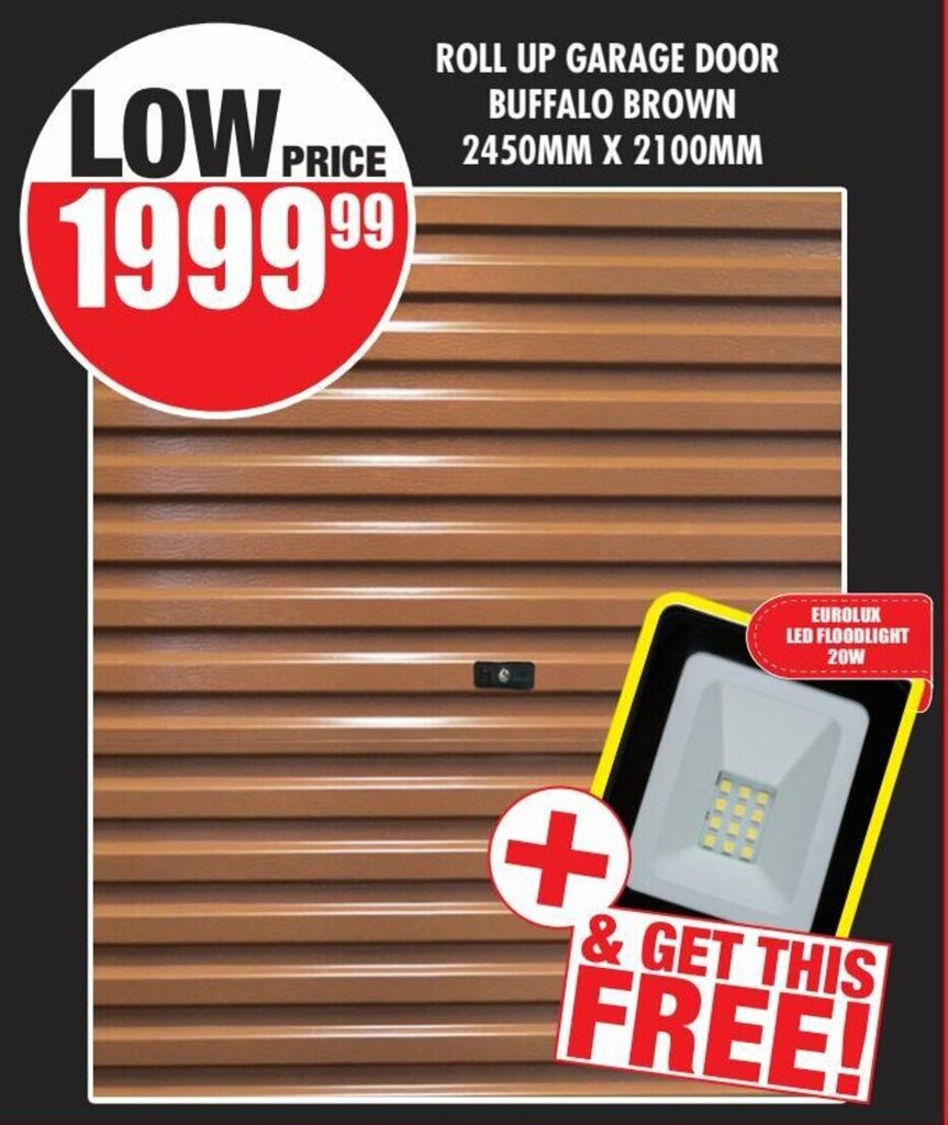 Roll Up Garage Door Buffalo Brown 2450mm x 2100mm offer at Boxer Build